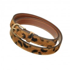 Pampeano Skinny Leopard Print Leather Belt