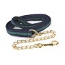 Hy Equestrian Soft Webbing Lead Rein with Chain Navy/Green