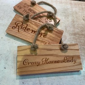 Engraved Oak Rope Hanging Sign