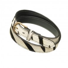 Pampeano Skinny Zebra Print Leather Belt