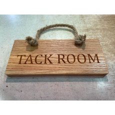 Engraved Oak Rope Hanging Sign - Tack Room