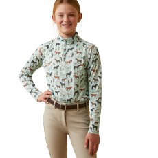 Ariat Youth Sunstopper 2.0 1/4 Zip Aqua Herd Print