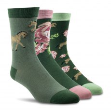 Ariat Women's Charm Crew Socks Floral Horse