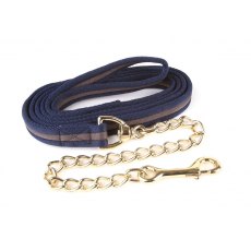 Hy Equestrian Soft Webbing Lead Rein with Chain Navy/Grey