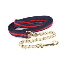 Hy Equestrian Soft Webbing Lead Rein with Chain Navy/Red