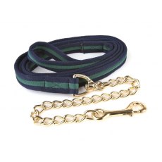 Hy Equestrian Soft Webbing Lead Rein with Chain Navy/Green