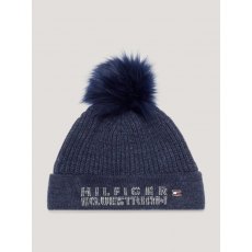 Tommy Hilfiger Rib-Knit Pom Pom Beanie Indigo Blue