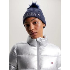 Tommy Hilfiger Rib-Knit Pom Pom Beanie Indigo Blue