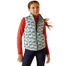 Ariat Youth Bella Reversible Insulated Vest Painted Ponies/Brittany Blue