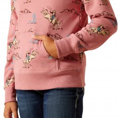 Ariat Girls Bronc Scene 1/4 Zip Sweatshirt Bronc Toile