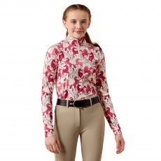 Ariat Kids LunaVeil 1/4 Zip Baselayer Vanilla Horsin' Around Print Ariat Kids LunaVeil 1/4 Zip Baselayer Vanilla Horsin' Around Print