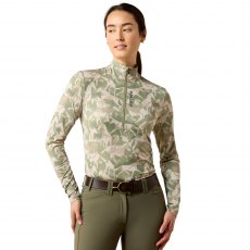 Ariat Women's Lunaveil 1/2 Zip Baselayer Olive Coincide Print Ariat Women's Lunaveil 1/2 Zip Baselayer Olive Coincide Print