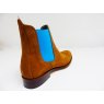 Suede boots with blue trim