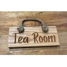 Engraved Oak Rope Hanging Sign - Tea Room