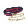 Hy Equestrian Soft Webbing Lead Rein with Chain Navy/Red